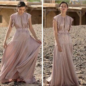 Sabina Musayev Topaz Flutter Sleeve Maxi Dress